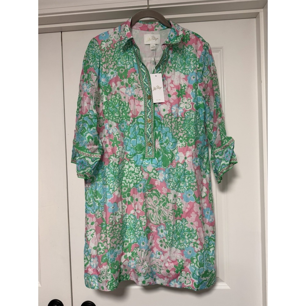Lilly Pulitzer, Daphnie Tunic Dress in Multi Plumes‎ In Bloom, Womens Size 6